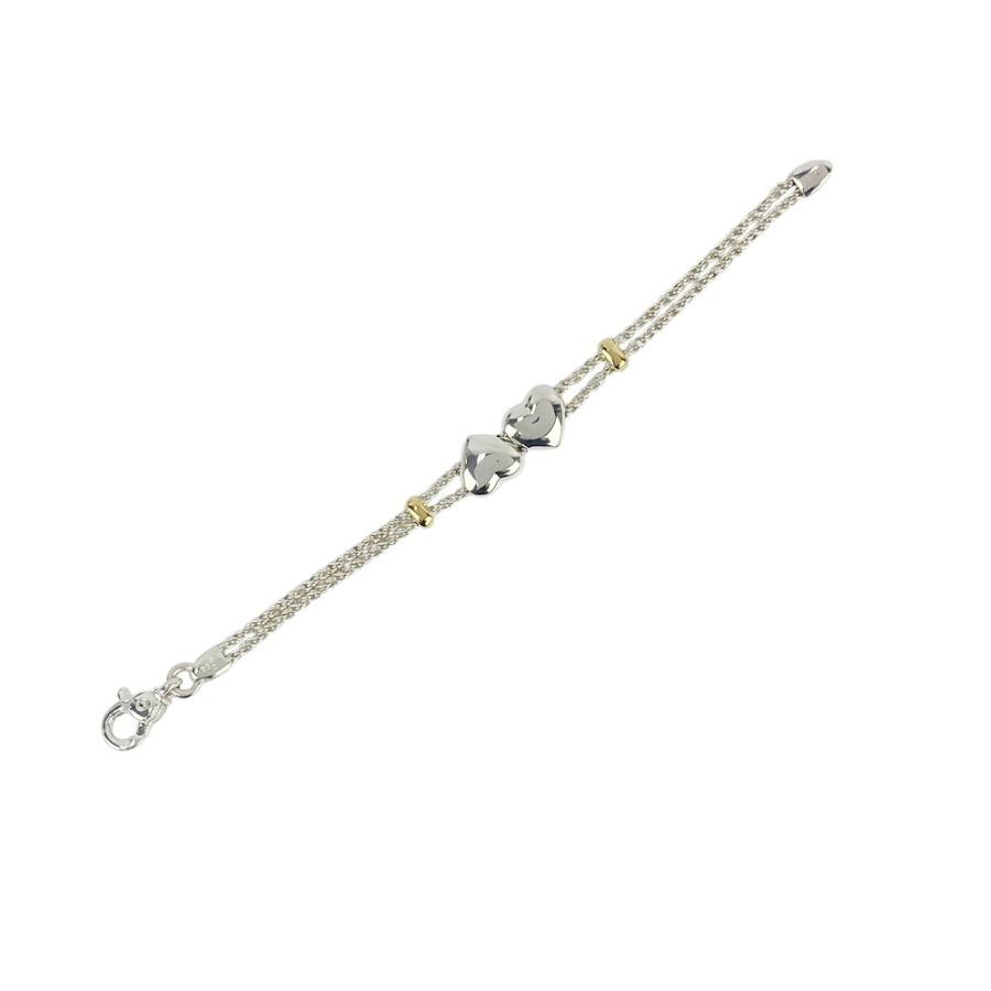 ティファニー ■新同■磨き済■ ハート ダブルロープ コンビ ブレスレット アクセサリー シルバー ゴールド SV925 K18 28.2g 【579592】11 |  | 01