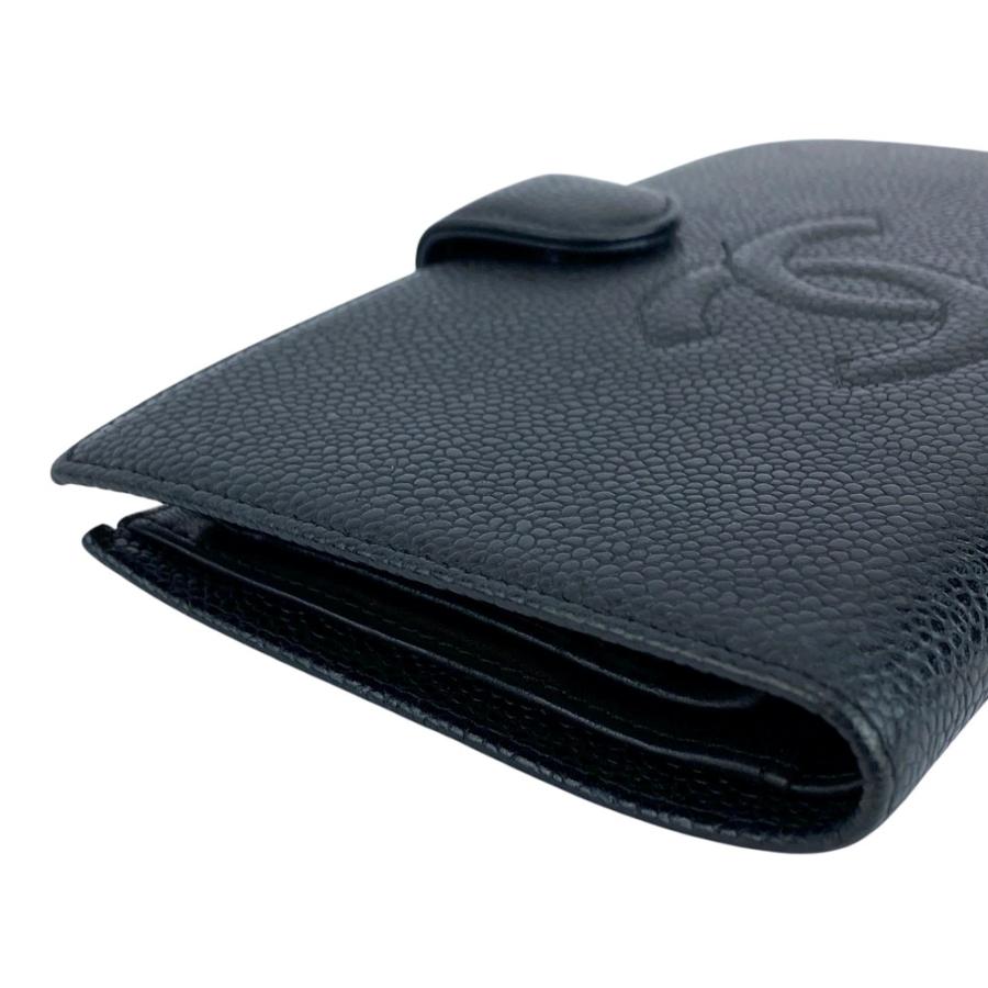 シャネル ■美品■ 二つ折り長財布 ウォレット がま口 ココマーク キャビアスキン ブラック ゴールド 箱 【587306】7 |  | 02