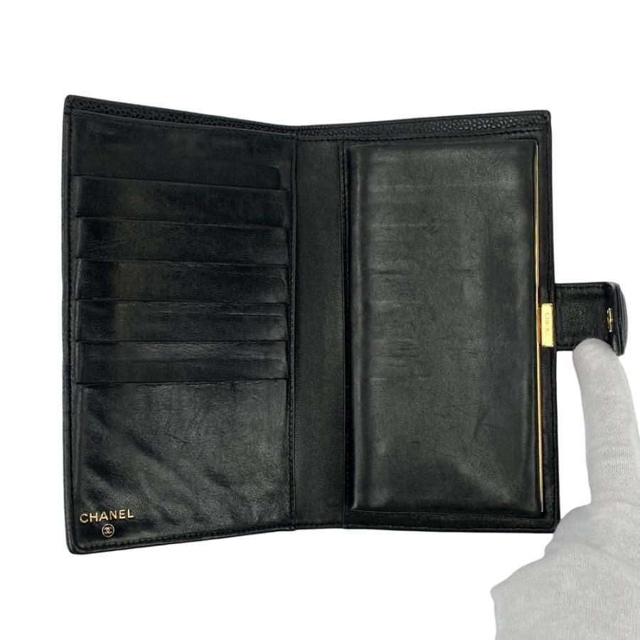 シャネル ■美品■ 二つ折り長財布 ウォレット がま口 ココマーク キャビアスキン ブラック ゴールド 箱 【587306】7 |  | 06