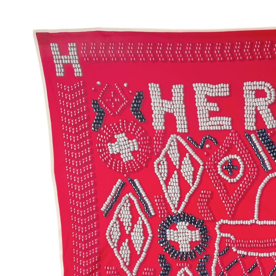 エルメス ■美品■ カレ 90 KELLY EN PERLES ケリー アン ペルル スカーフ ファッション シルク レッド 箱 【591723】9 |  | 01