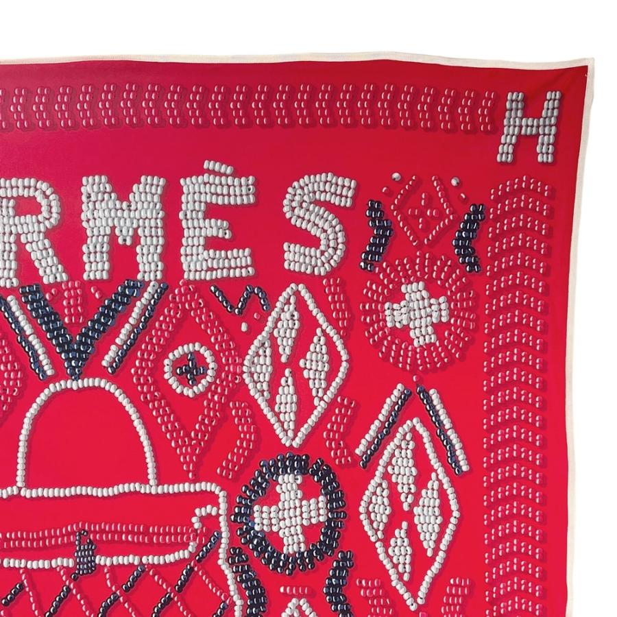 エルメス ■美品■ カレ 90 KELLY EN PERLES ケリー アン ペルル スカーフ ファッション シルク レッド 箱 【591723】9 |  | 02