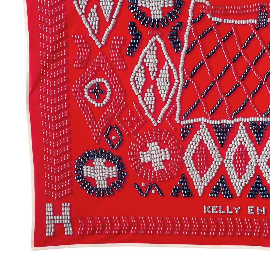 エルメス ■美品■ カレ 90 KELLY EN PERLES ケリー アン ペルル スカーフ ファッション シルク レッド 箱 【591723】9 |  | 03