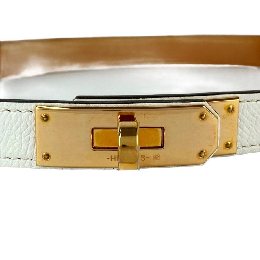 エルメス ■美品■ ケリー ベルト 18 ファッション エプソン ホワイト ローズゴールド A刻 【597435】12の画像