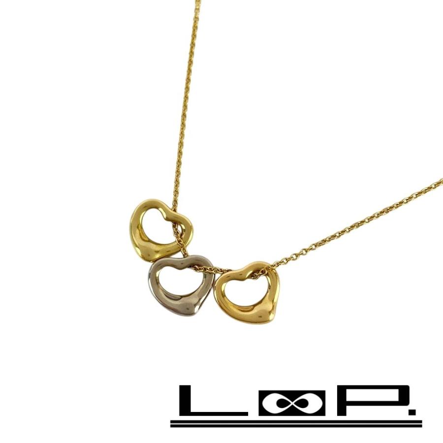 ティファニー ■美品■ オープンハート 3P ネックレス ペンダント アクセサリー 18K 750 YG PG WG 5.4g 箱 【599316】12 | 