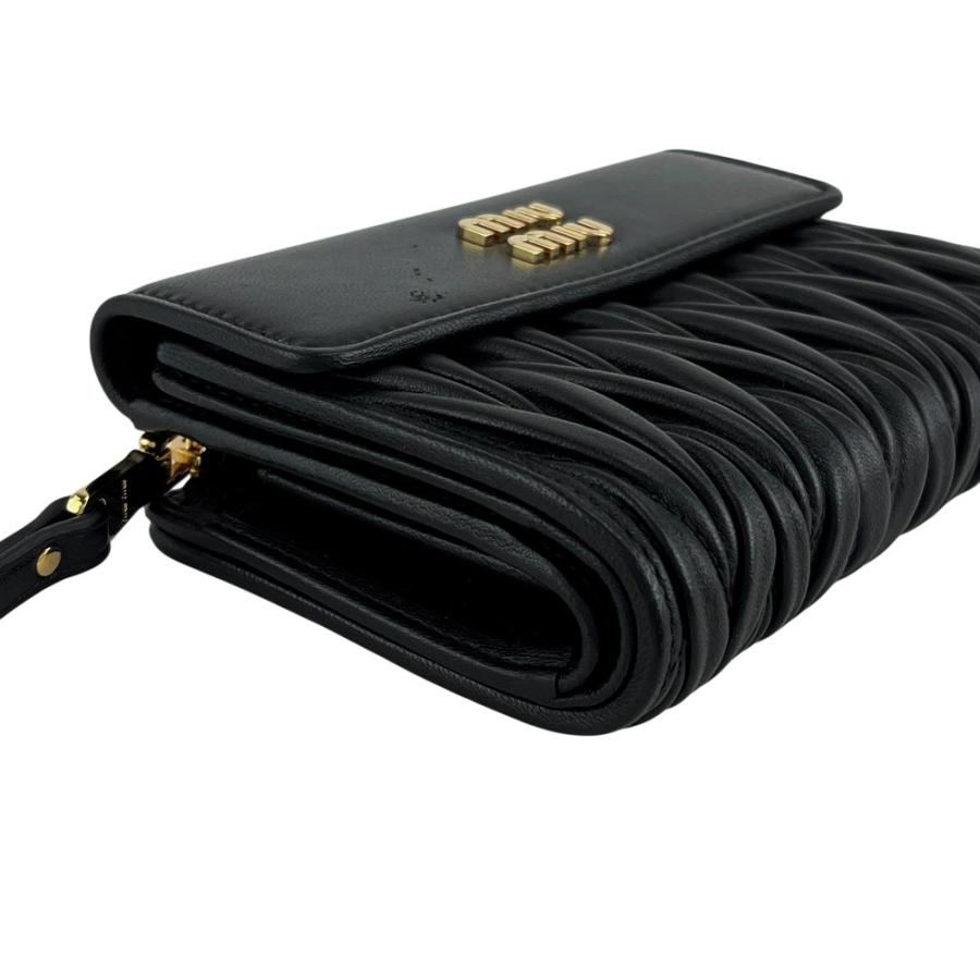 ミュウミュウ ■美品■ マテラッセ 二つ折り財布 財布 ウォレット レザー ブラック 箱【603648】9 |  | 02