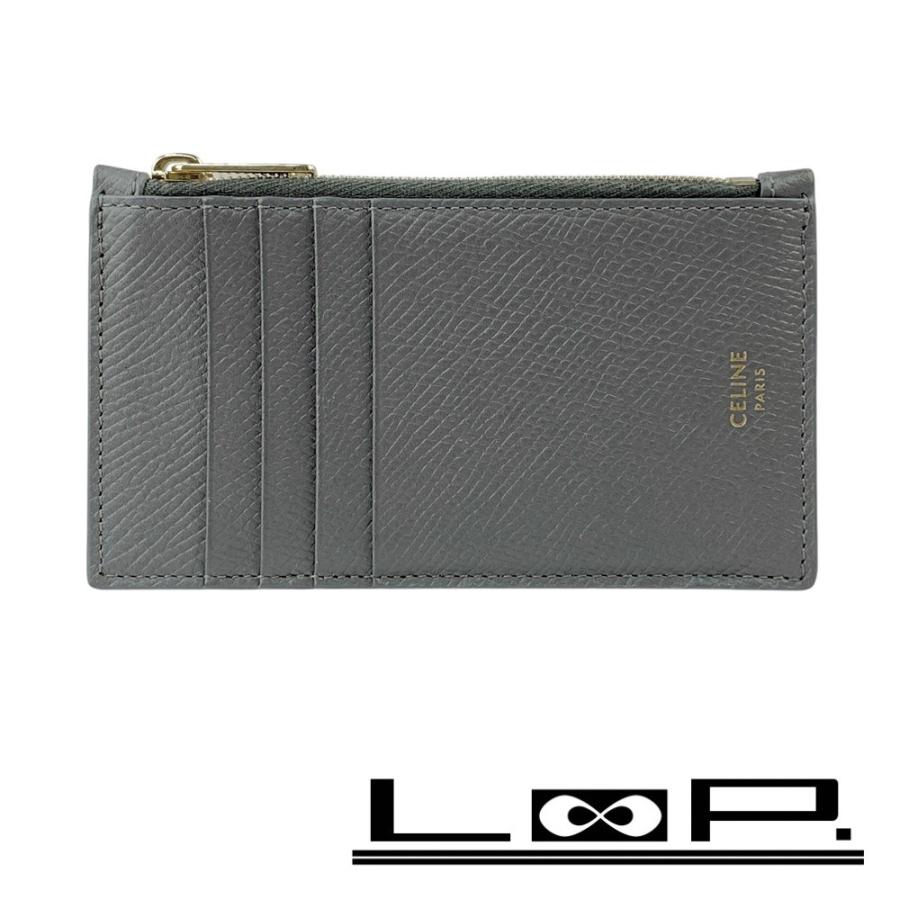 セリーヌ ■美品■ ジップカードホルダー カードケース コインケース 小銭入れ レザー グレー 10J893BEL 【606472】9 | 
