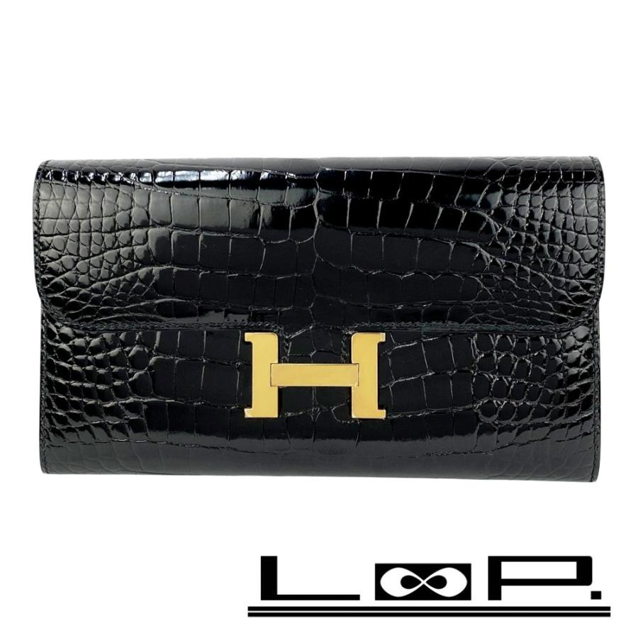 エルメス ■美品■ コンスタンス ロング 長財布 ウォレット クロコ アゲリーター ブラック A刻 箱 【609091】8 | 