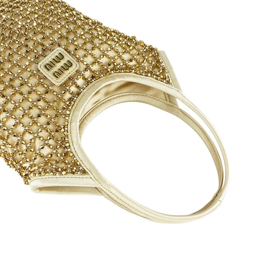 ミュウミュウ ■新同■ チェーン 2WAY ハンド ショルダーバッグ カバン シルク ビーズ ベージュ 箱 【613746】13 |  | 04