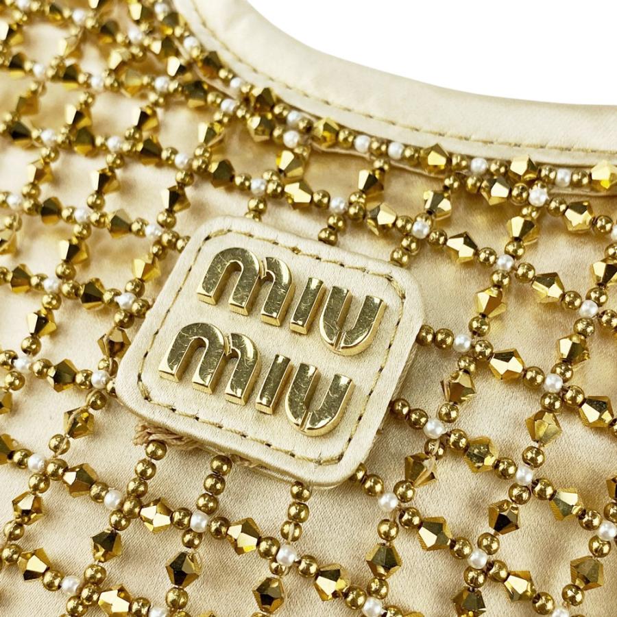 ミュウミュウ ■新同■ チェーン 2WAY ハンド ショルダーバッグ カバン シルク ビーズ ベージュ 箱 【613746】13 |  | 07