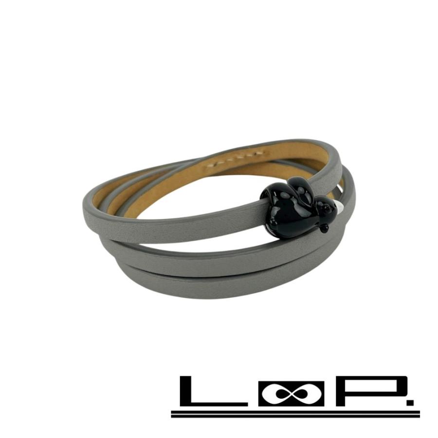 ロエベ ■未使用■ スナ フジタ ツイスト バングル 三連 ブレスレット アクセサリー クマ グレー レザー 箱 【618154】11 | 