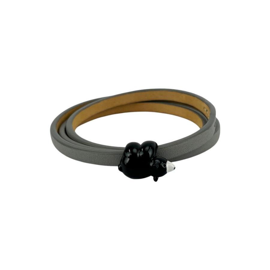 ロエベ ■未使用■ スナ フジタ ツイスト バングル 三連 ブレスレット アクセサリー クマ グレー レザー 箱 【618154】11 |  | 04