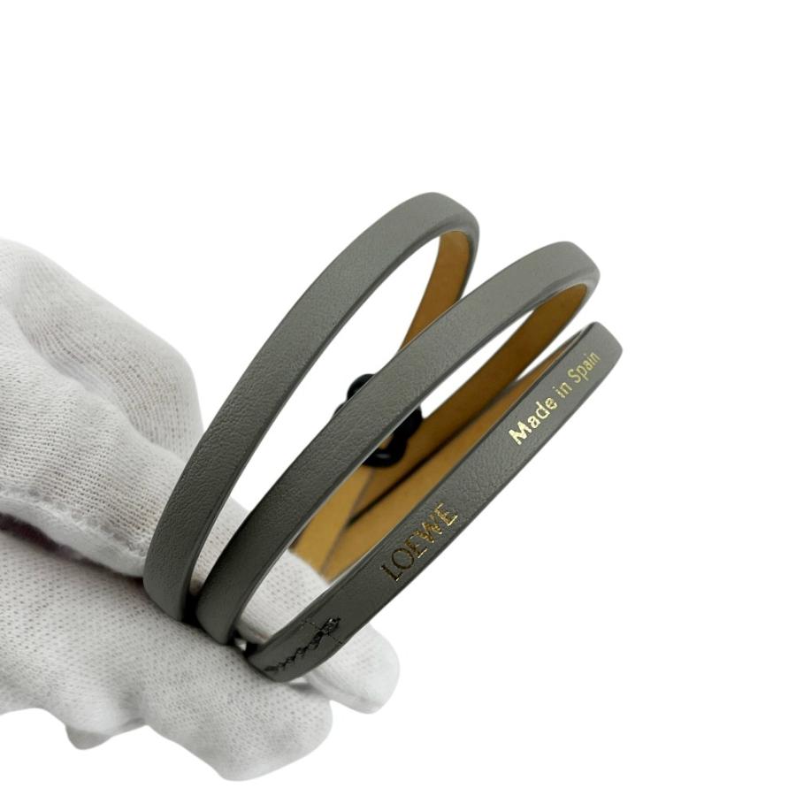 ロエベ ■未使用■ スナ フジタ ツイスト バングル 三連 ブレスレット アクセサリー クマ グレー レザー 箱 【618154】11 |  | 06