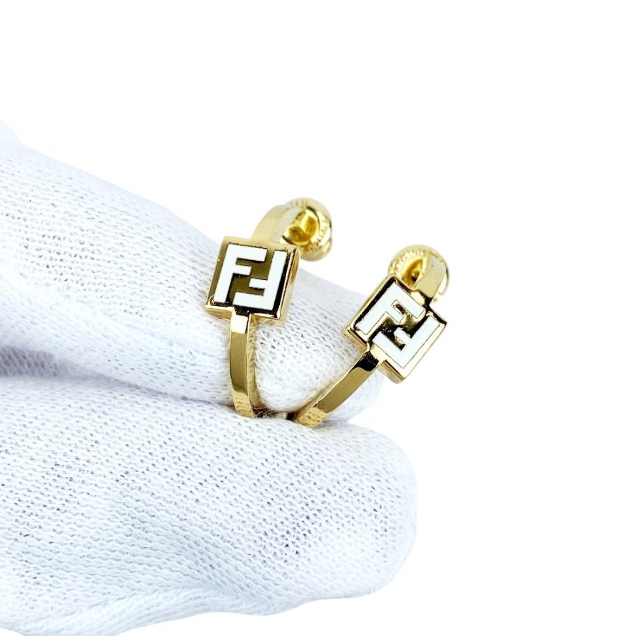 フェンディ ■美品■ フープピアス アクセサリー GP ゴールド ホワイト 【618963】13 |  | 09
