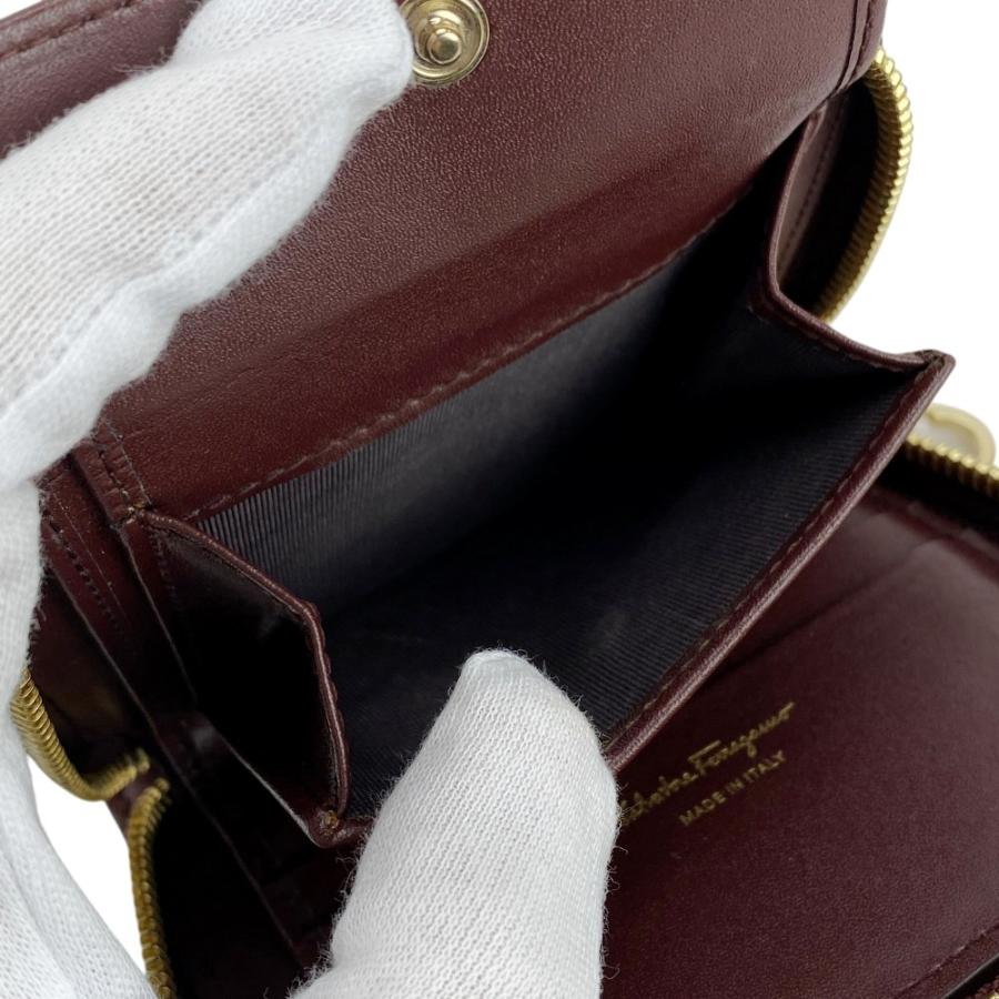 フェラガモ ■美品■ フルジップ コンパクト ウォレット 二つ折り 財布 ガンチーニ レザー ボルドー ゴールド 22D290 箱 【619359】5 |  | 07