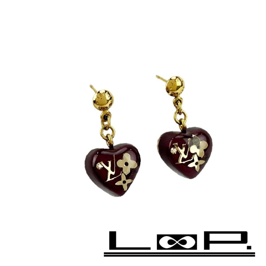 ルイヴィトン ■新同■ ブークルドレイユ クール アンクルージョン ピアス アクセサリー ハート GP ゴールド パープル M66210【621505】5 | 