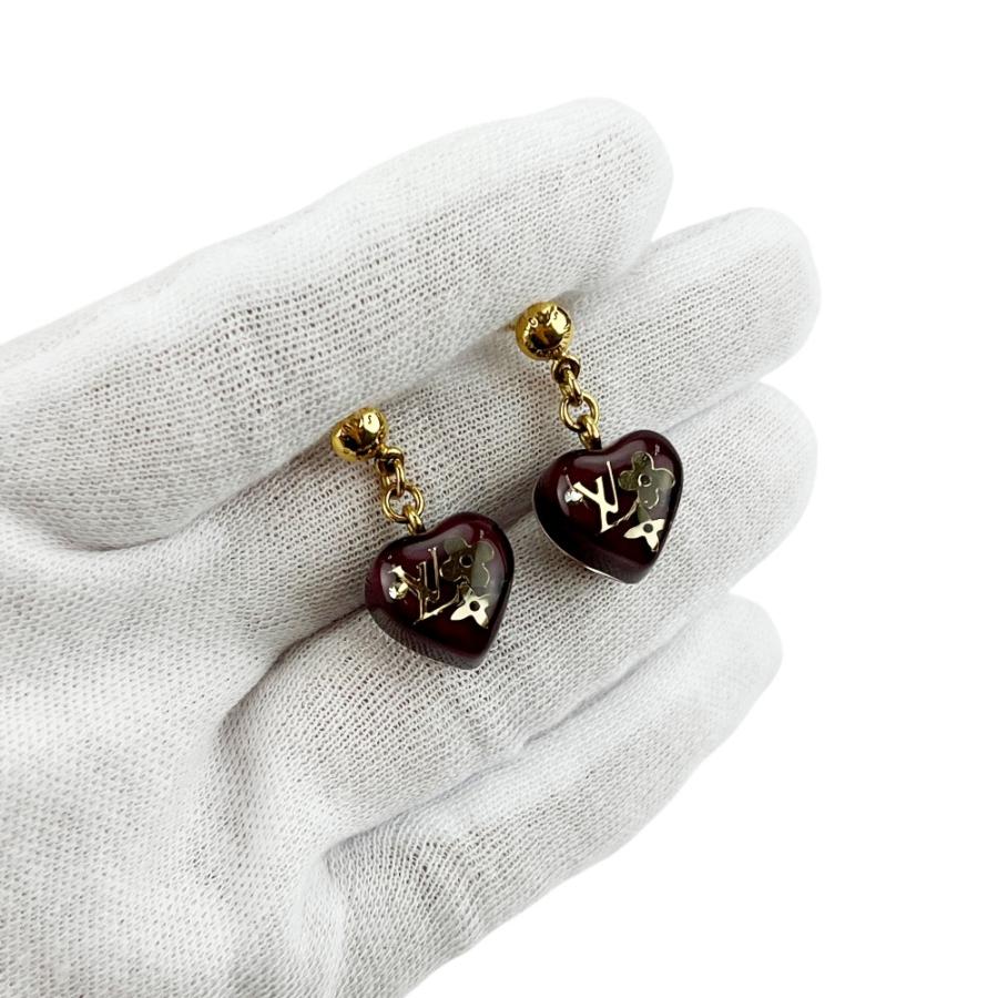 ルイヴィトン ■新同■ ブークルドレイユ クール アンクルージョン ピアス アクセサリー ハート GP ゴールド パープル M66210【621505】5 |  | 08