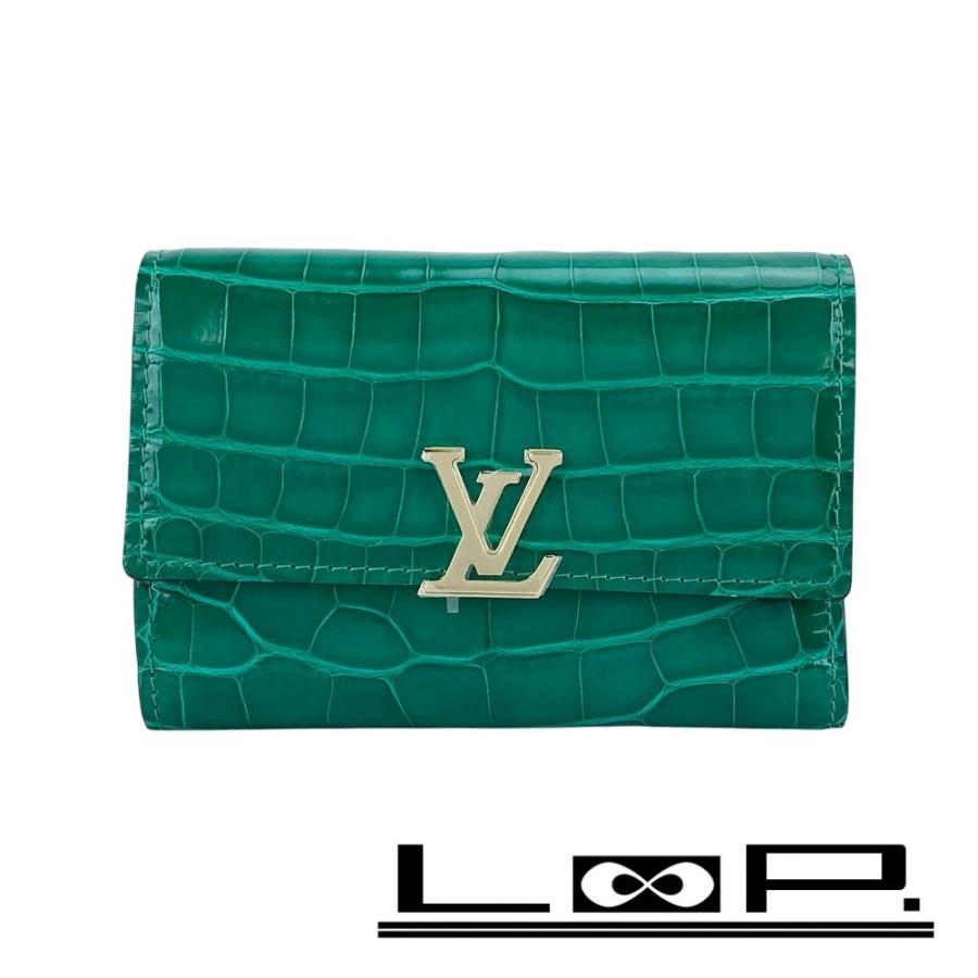 ルイヴィトン ■未使用■IC■ ポルトフォイユ カプシーヌ コンパクト ウォレット 三つ折り 財布 クロコ グリーン 箱 【622816】11 | 