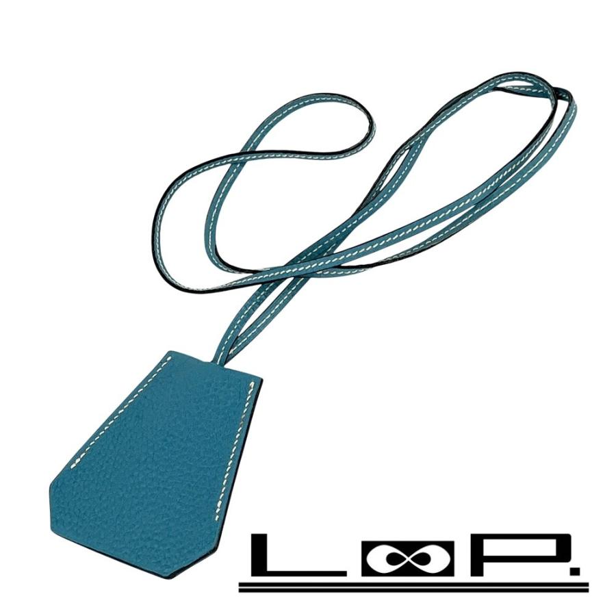 エルメス ■中古■ クロシェット ネックレス キーリング レザー ライトブルー □D刻 【623745】13 | 