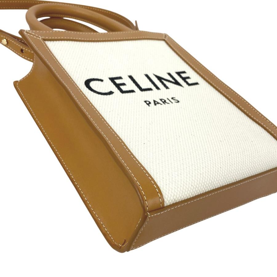 セリーヌ ■新同■ ミニ バーティカル カバ  2WAY ハンド ショルダー レザー キャンバス ベージュ ブラウン 【624353】3 |  | 02