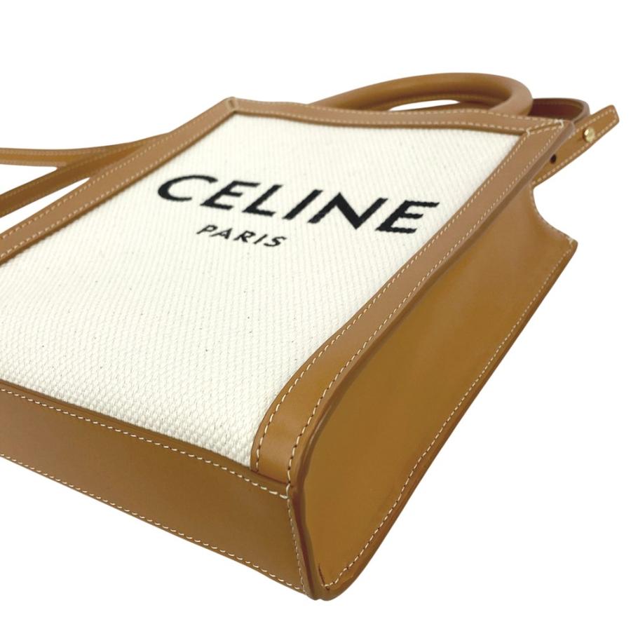 セリーヌ ■新同■ ミニ バーティカル カバ  2WAY ハンド ショルダー レザー キャンバス ベージュ ブラウン 【624353】3 |  | 03
