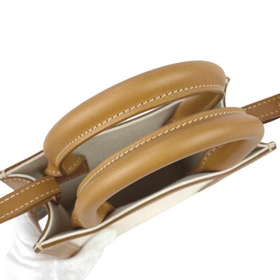 セリーヌ ■新同■ ミニ バーティカル カバ  2WAY ハンド ショルダー レザー キャンバス ベージュ ブラウン 【624353】3 |  | 05