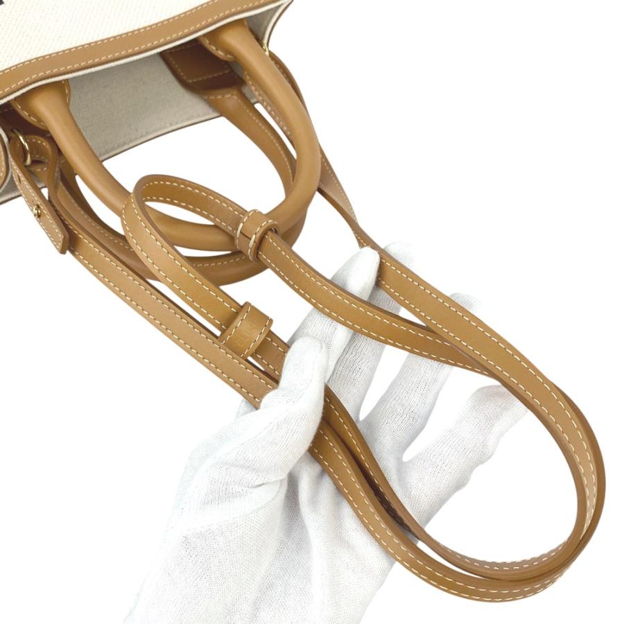 セリーヌ ■新同■ ミニ バーティカル カバ  2WAY ハンド ショルダー レザー キャンバス ベージュ ブラウン 【624353】3 |  | 06