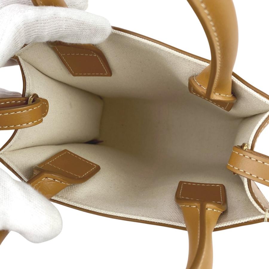 セリーヌ ■新同■ ミニ バーティカル カバ  2WAY ハンド ショルダー レザー キャンバス ベージュ ブラウン 【624353】3 |  | 07