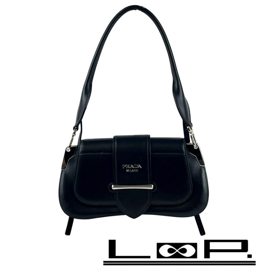 プラダ ■美品■ 2WAY ハンド ショルダー バッグ カバン SS レザー ブラック シルバー 1BD168 【624360】3 | 