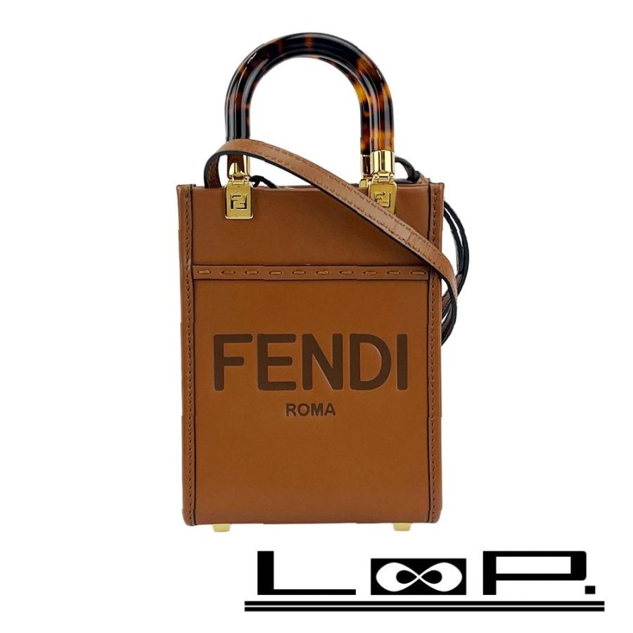 フェンディ ■新同■ サンシャインショッパー ミニ 2WAY ショルダー ハンド バッグ レザー ブラウン 8BS051 箱 【624391】3 | 