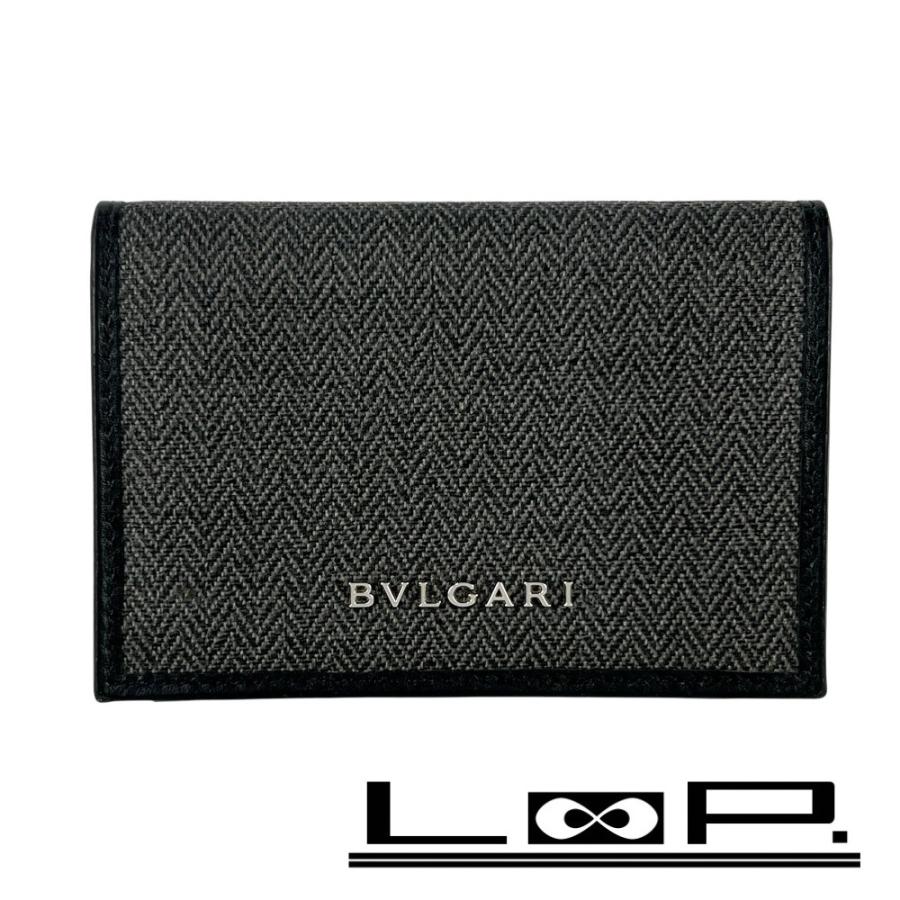 BVLGARI グレー 名刺入れ ブルガリ □新同□ 二つ折り 名刺入れ カードケース ビジネス PVC
