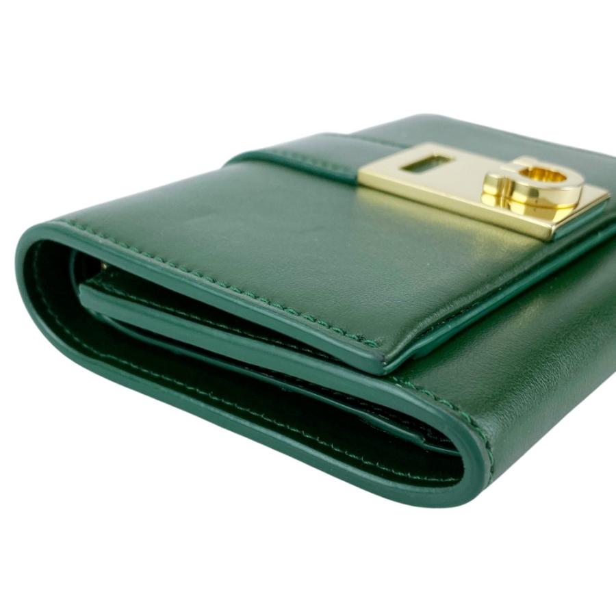 フェラガモ ■美品■ 三つ折り 財布 コンパクト ウォレット ガンチーニ レザー GP グリーン ゴールド 220630 【627408】5 |  | 02