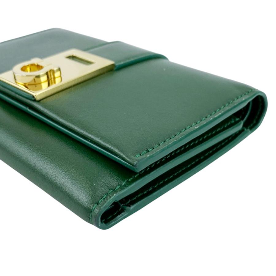 フェラガモ ■美品■ 三つ折り 財布 コンパクト ウォレット ガンチーニ レザー GP グリーン ゴールド 220630 【627408】5 |  | 03