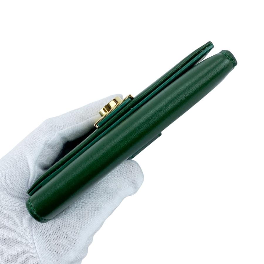 フェラガモ ■美品■ 三つ折り 財布 コンパクト ウォレット ガンチーニ レザー GP グリーン ゴールド 220630 【627408】5 |  | 05