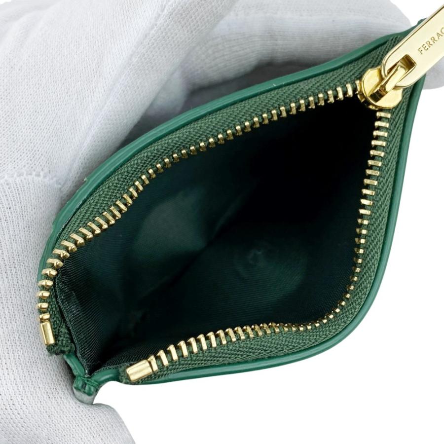 フェラガモ ■美品■ 三つ折り 財布 コンパクト ウォレット ガンチーニ レザー GP グリーン ゴールド 220630 【627408】5 |  | 08