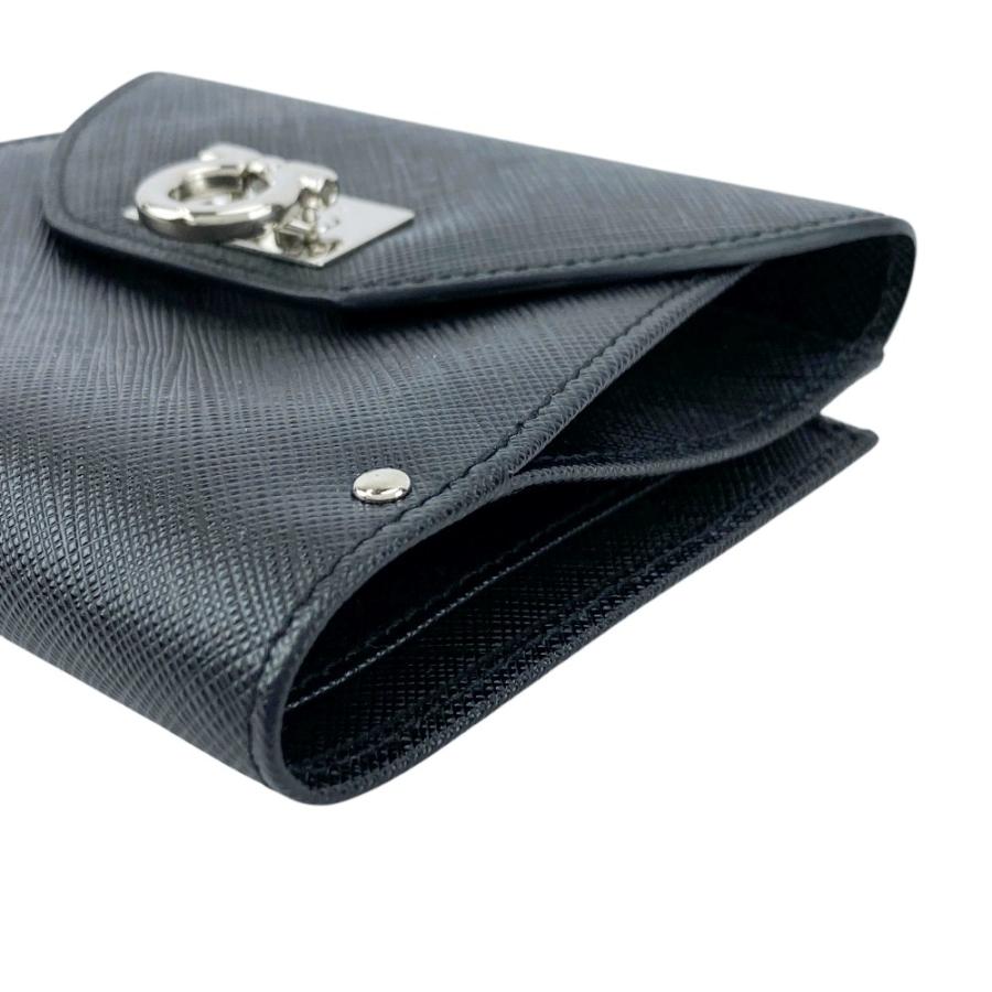 フェラガモ ■新同■ 二つ折り 財布 Wフラップ ウォレット ガンチーニ レザー SS ブラック シルバー JL22-4208 【627767】5 |  | 03