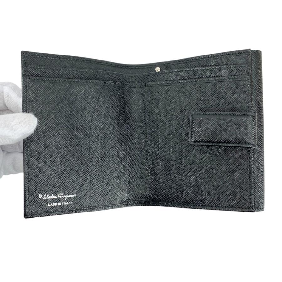フェラガモ ■新同■ 二つ折り 財布 Wフラップ ウォレット ガンチーニ レザー SS ブラック シルバー JL22-4208 【627767】5 |  | 07