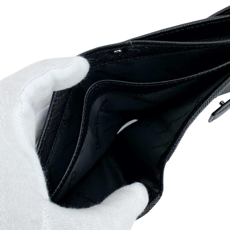 フェラガモ ■新同■ 二つ折り 財布 Wフラップ ウォレット ガンチーニ レザー SS ブラック シルバー JL22-4208 【627767】5 |  | 08