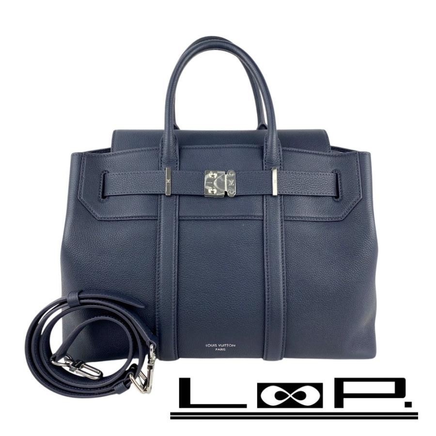 ルイヴィトン ■美品■ ジョルジュトートMM 2WAY ショルダー バッグ カバン IC レザー ネイビー シルバー M11663【631429】5 ルイヴィトン □美品□ ジョルジュトートMM 2WAY ショルダー バッグ