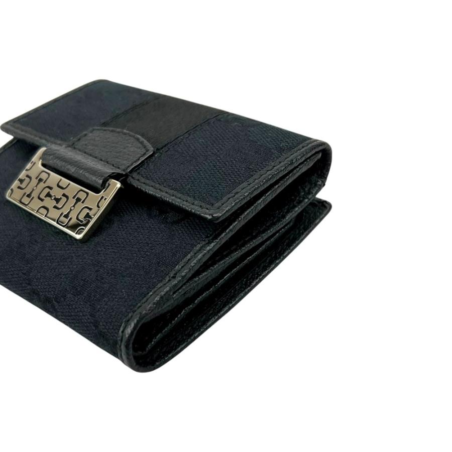 未使用級 現行品 GUCCI 二つ折り財布 GG キャンバス ブラック 札入れ グッチ □中古□ 二つ折り 財布 ウォレット GGキャンバス ブラック