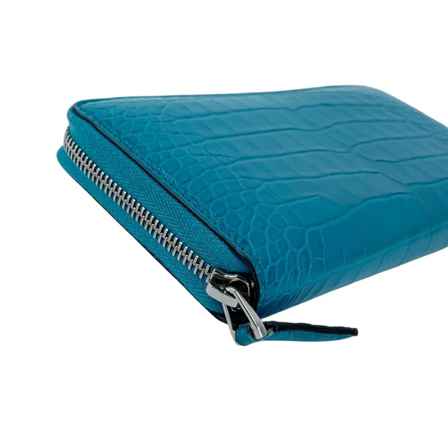 グッチ ■美品■ ラウンドファスナー 長財布 ウォレット ネーム入り クロコダイル ターコイズブルー 【635052】11 |  | 03