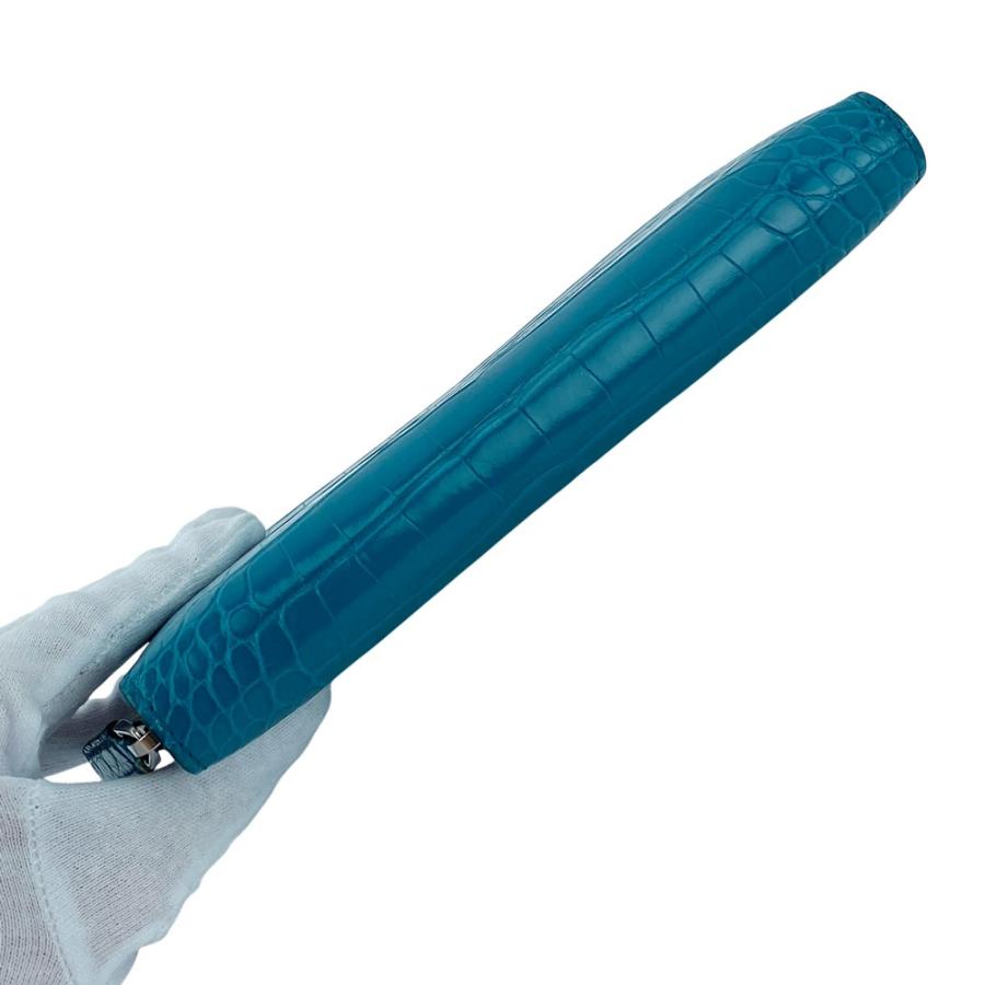 グッチ ■美品■ ラウンドファスナー 長財布 ウォレット ネーム入り クロコダイル ターコイズブルー 【635052】11 |  | 05