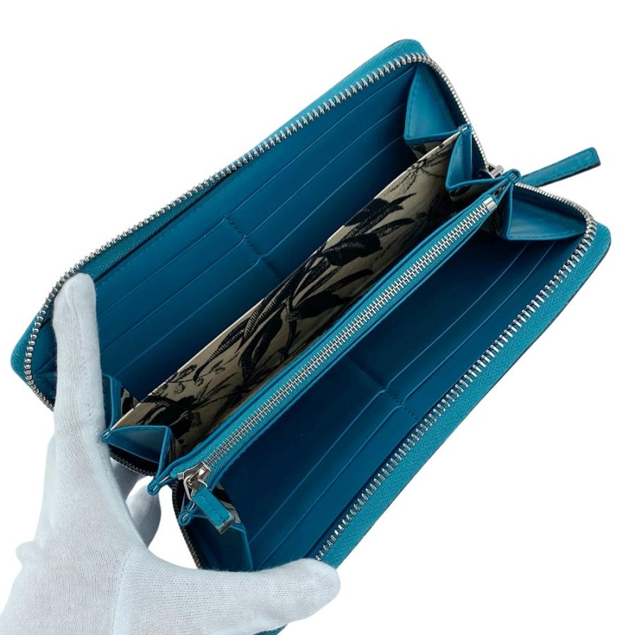 グッチ ■美品■ ラウンドファスナー 長財布 ウォレット ネーム入り クロコダイル ターコイズブルー 【635052】11 |  | 06
