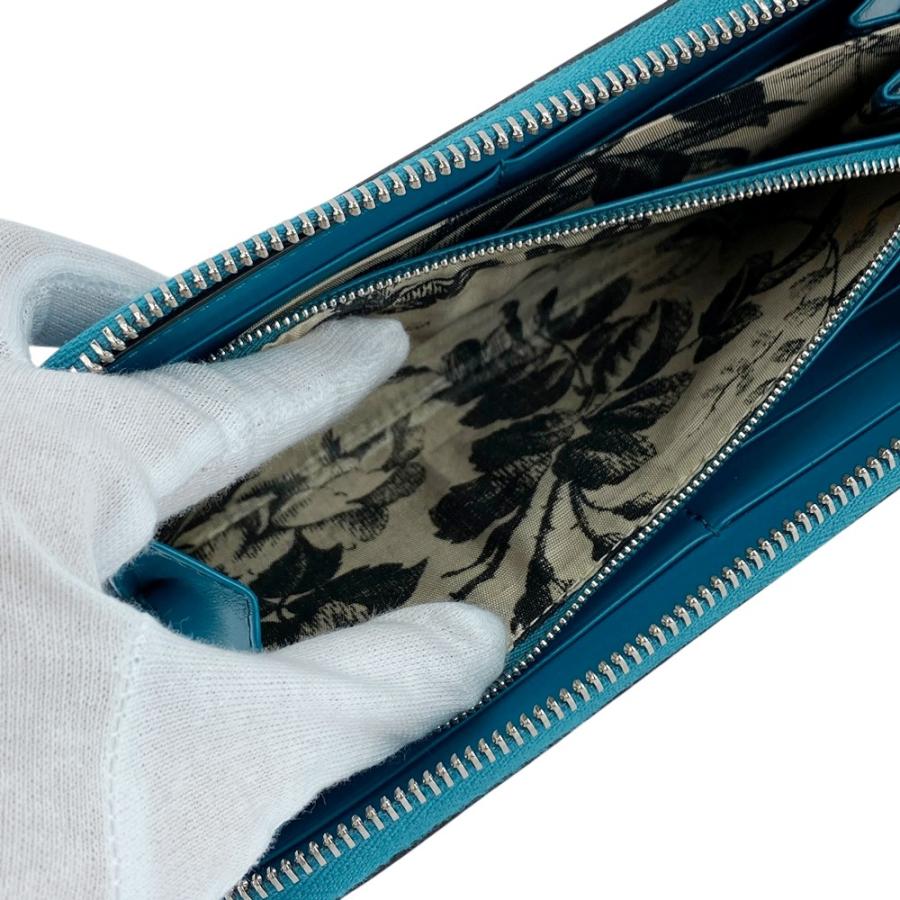 グッチ ■美品■ ラウンドファスナー 長財布 ウォレット ネーム入り クロコダイル ターコイズブルー 【635052】11 |  | 07