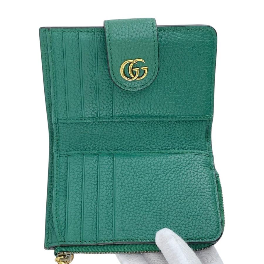 グッチ ■美品■ GG バンブー 二つ折り 財布 ファッション レザー グリーン 箱【635762】14 |  | 05