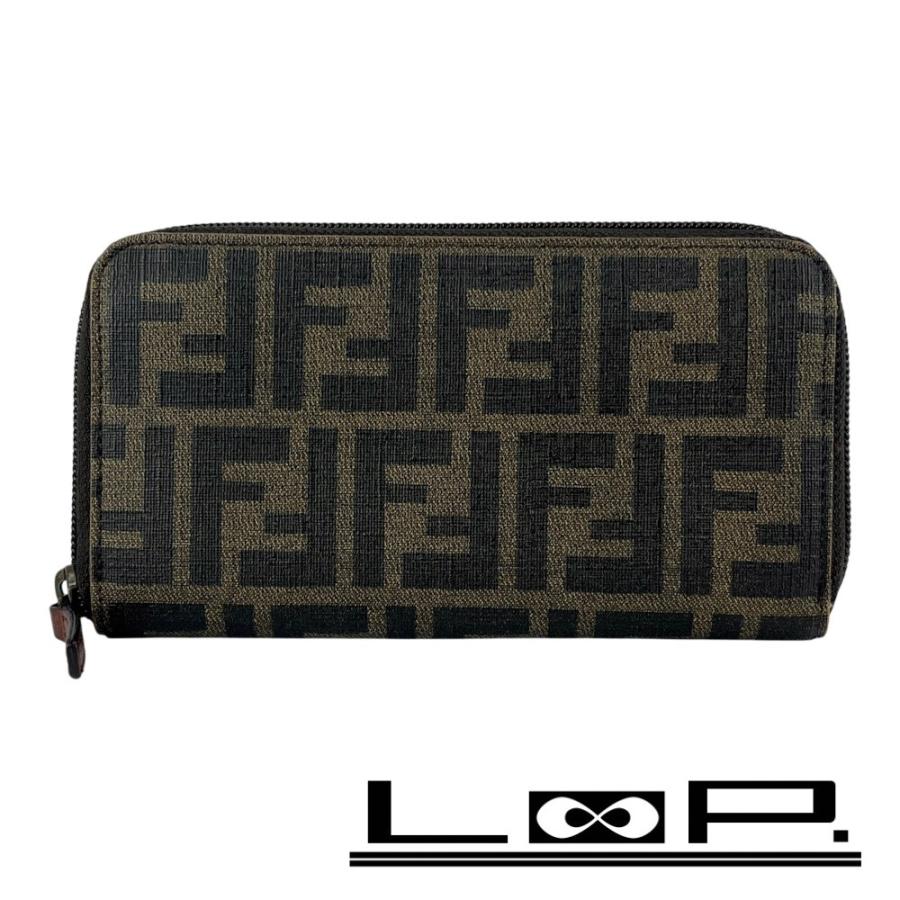 フェンディ ■中古■ ズッカ ラウンドファスナー 長財布 ウォレット PVC ブラウン 【652417】13 | 