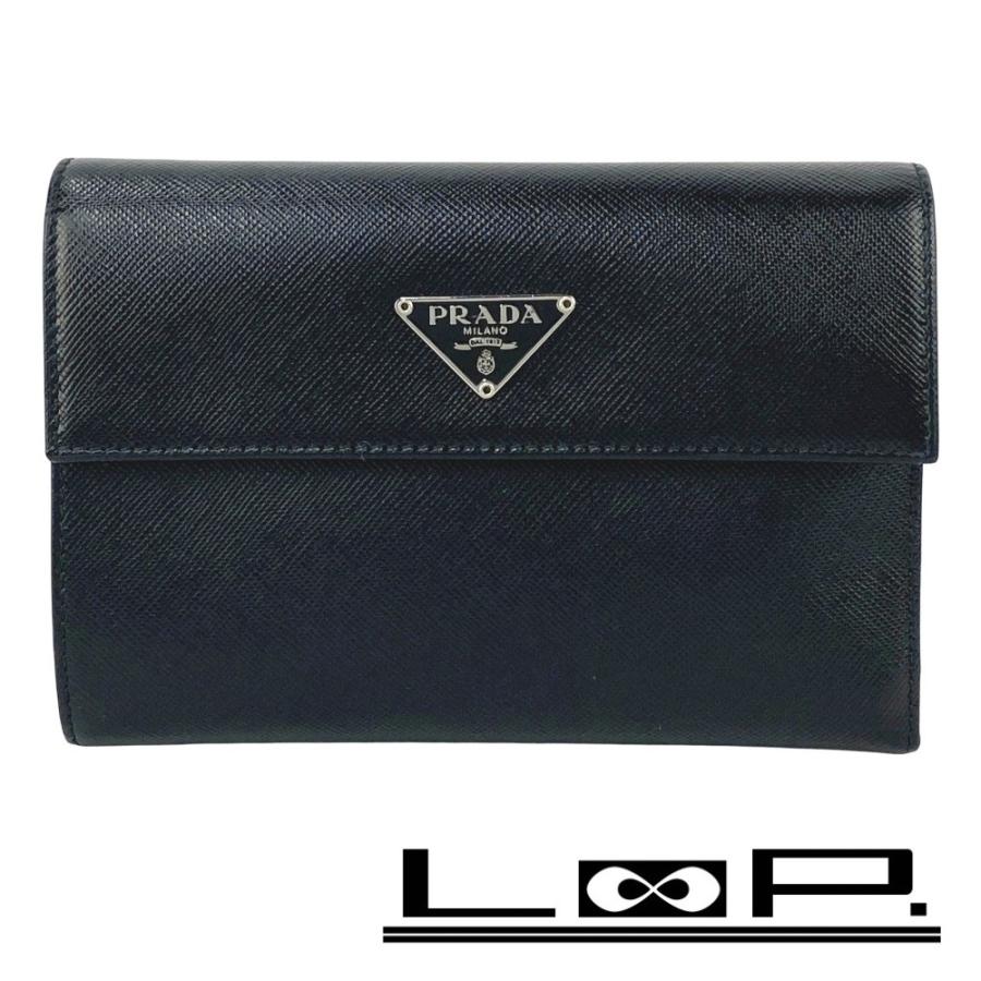 プラダ ■新同■ 三つ折り 財布 ウォレット サフィアーノ ブラック M510A 箱 【659089】8 | 