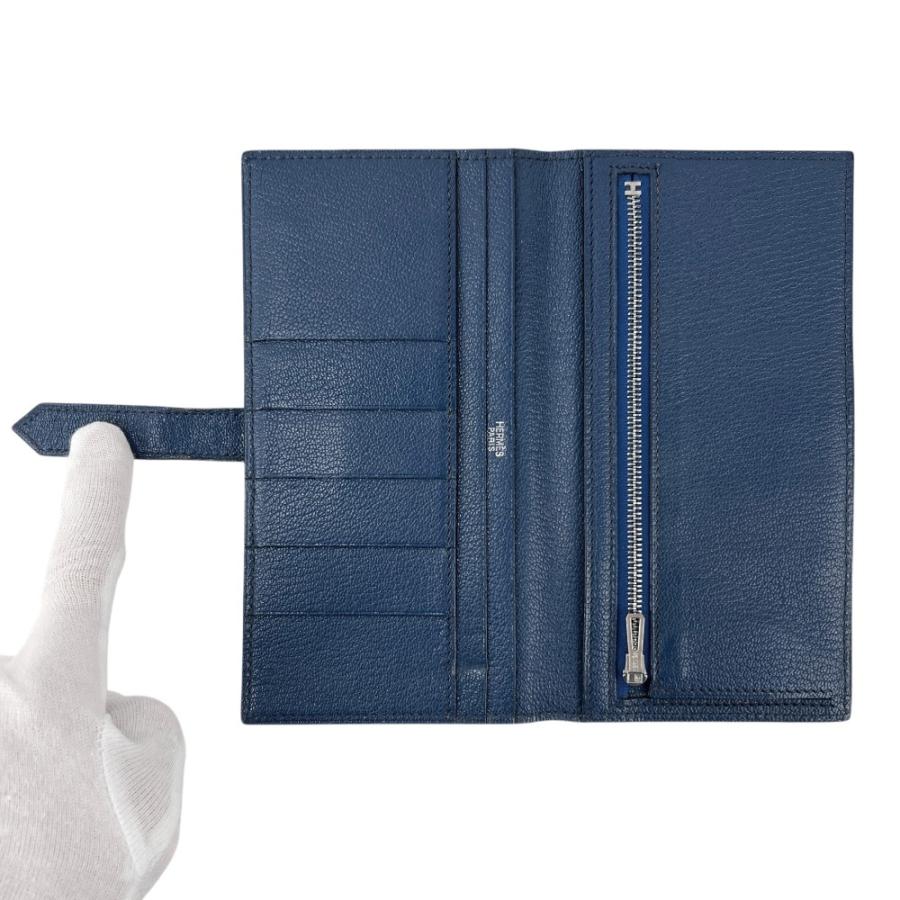 エルメス ■中古■ ベアン クラシック 長財布 二つ折り ウォレット シェーブル ブルー □J刻 【672415】8 |  | 06
