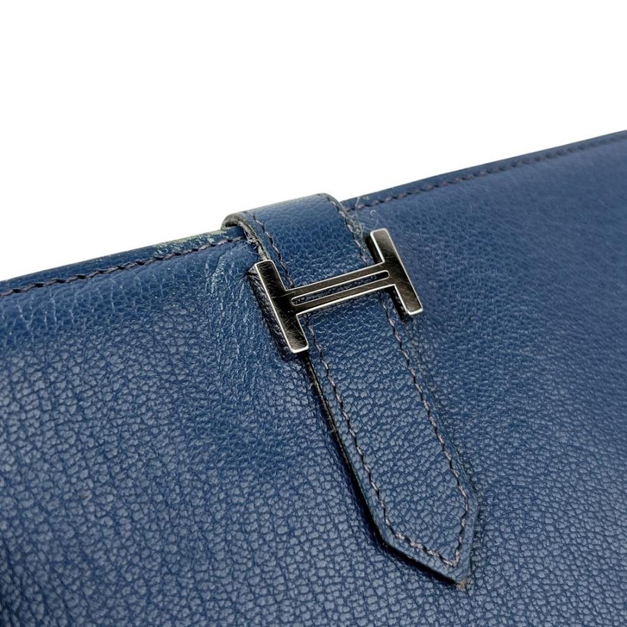エルメス ■中古■ ベアン クラシック 長財布 二つ折り ウォレット シェーブル ブルー □J刻 【672415】8 |  | 08