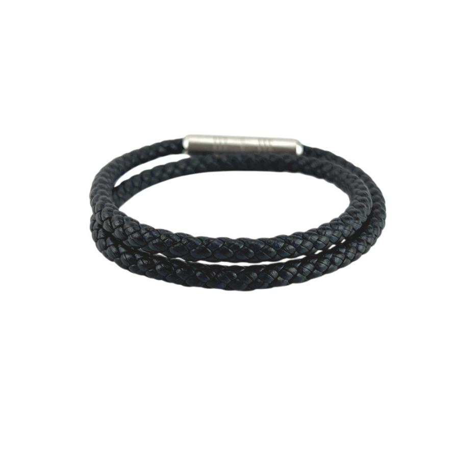 エルメス ■未使用■ ゴリアテ ダブル ブレスレット アクセサリー レザー SS ネイビー シルバー 箱 【673139】1 |  | 01