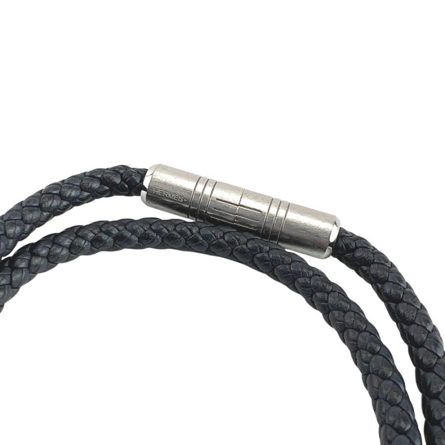 エルメス ■未使用■ ゴリアテ ダブル ブレスレット アクセサリー レザー SS ネイビー シルバー 箱 【673139】1 |  | 05
